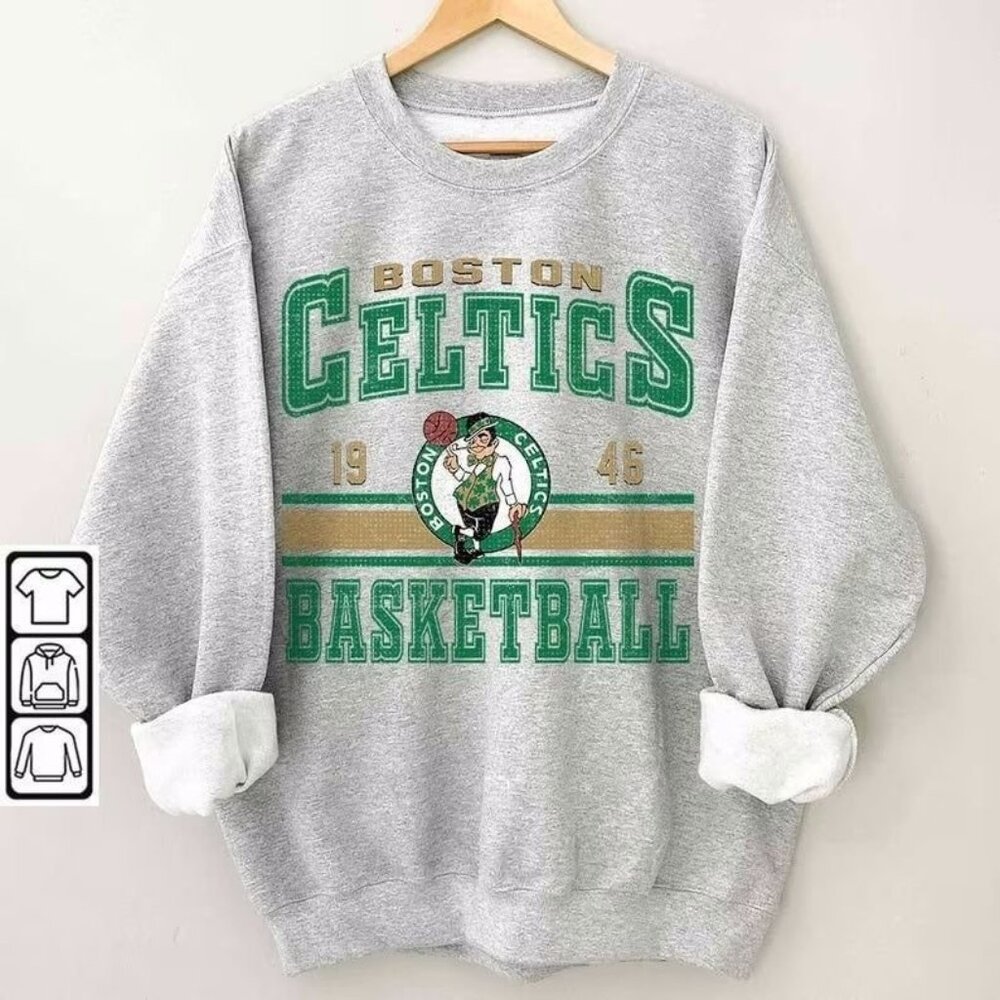 Retro Boston Celtics Basketball Crewneck Sweatshirt Game Day Fan Cozy Style 17